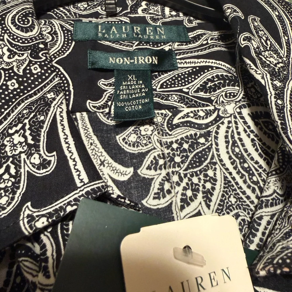 Lauren - Ralph Lauren Womens Black and White Paisley Shirt - Picture 3 of 5